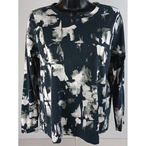 Simply Vera Wang Women's Petite Size PL Black Gray White Long Sleeve T-Shirt